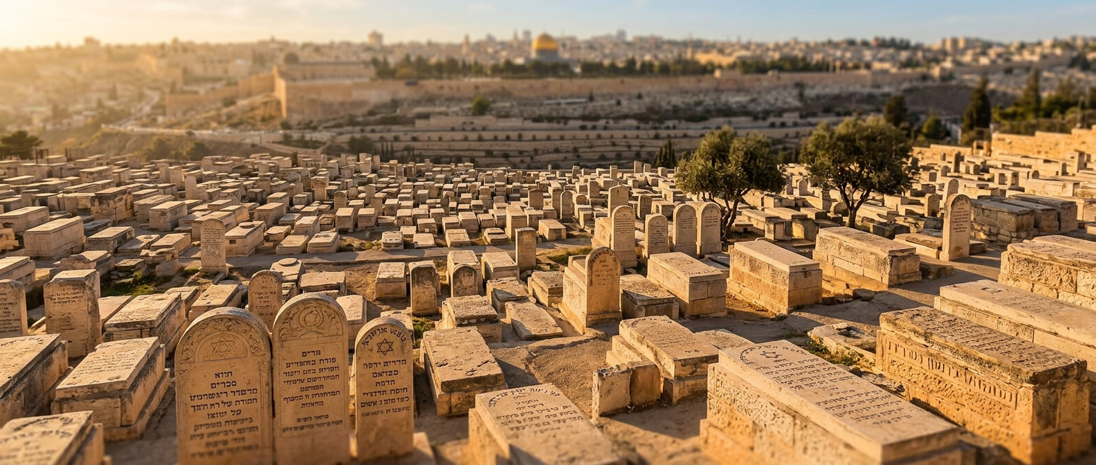 Jewish graves on the Mount of Olives overlooking Jerusalem, where we arrange burial and repatriation